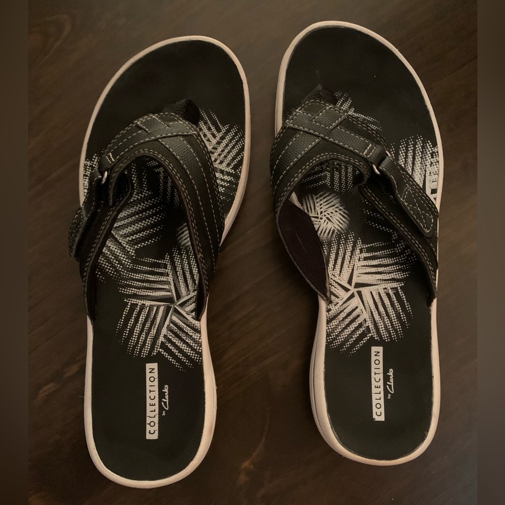 Sz8 Clark’s Collection Black Comfort Sandals - Picture 16 of 16
